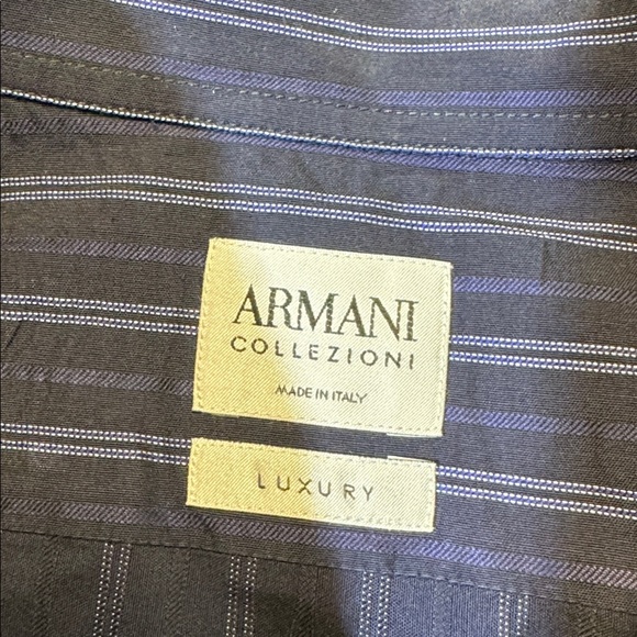 Armani Collezioni mens 2XL XXL blue stripe cotton button up casual shirt EUC - Picture 3 of 6